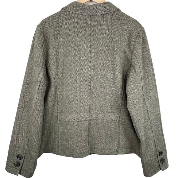 Vintage Y2K Old Navy Olive Green & Tan Herringbone Academia Blazer Size XXL - Picture 2 of 9